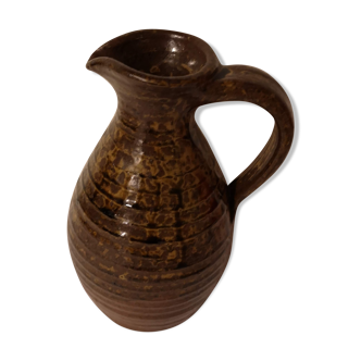 Pyrite stoneware pitcher signed Bodin