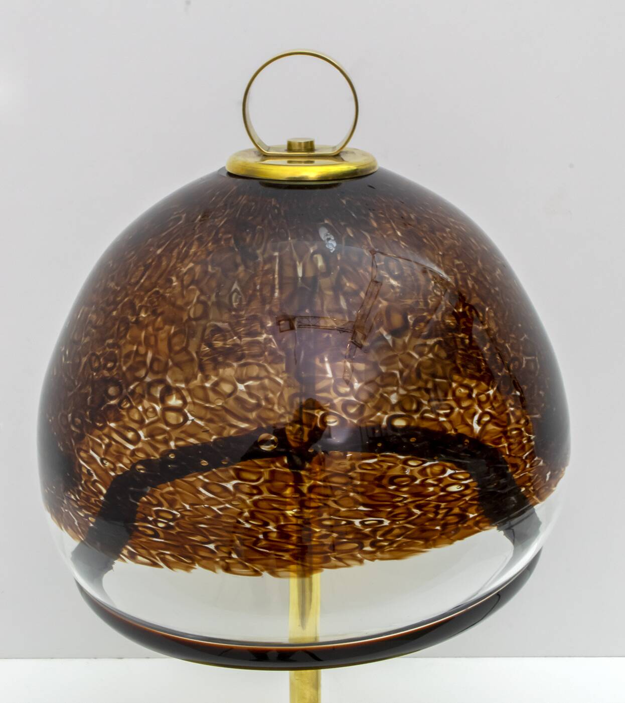 Leucos Mid-Century Modern Italian Murano Glass and Brass Table Lamp, 1970s