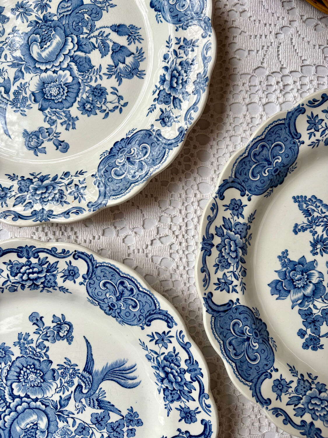 3 flat plates Ridgway Ironstone Staffordshire England Windson