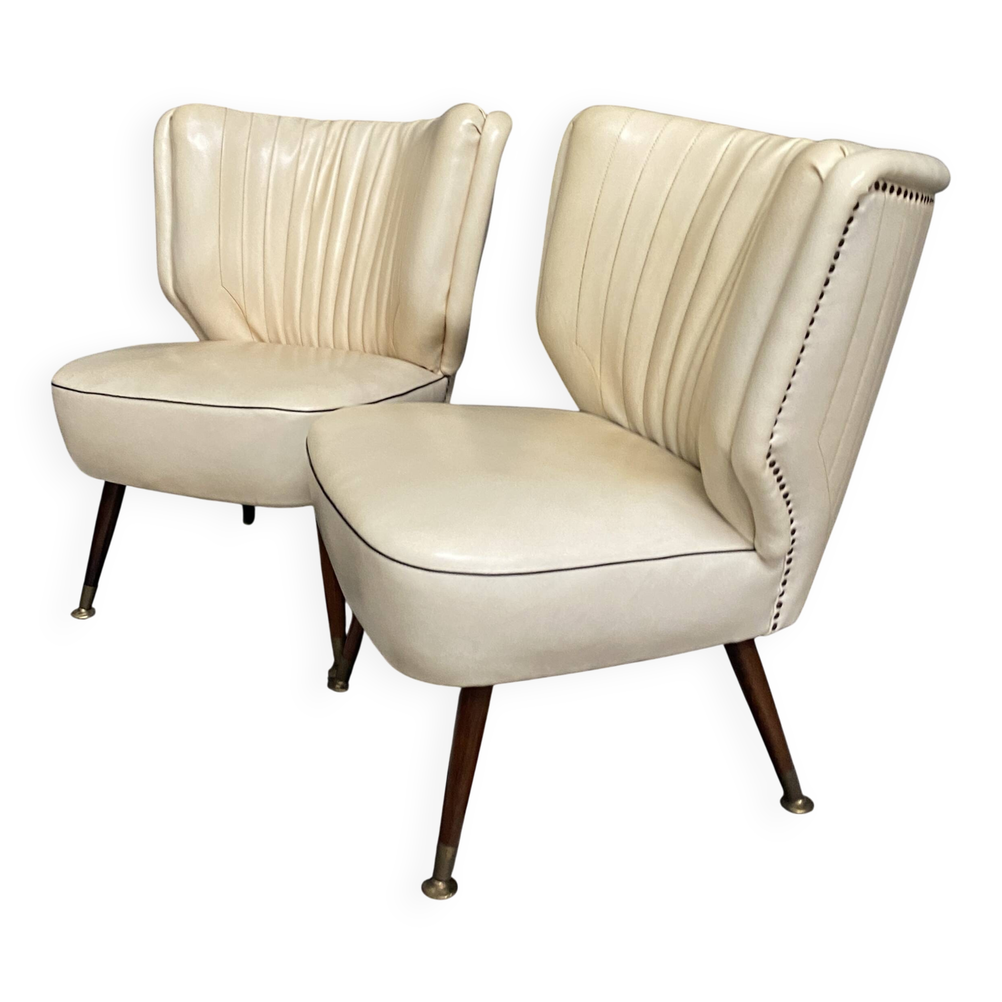2 white leatherette Cocktail chairs 1960s