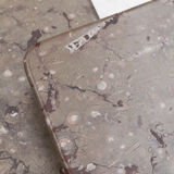 Set of 3 square, fossil marble coffee tables, 1970’s design