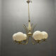 White Opaline Glass & Brass Chandelier, 1960s