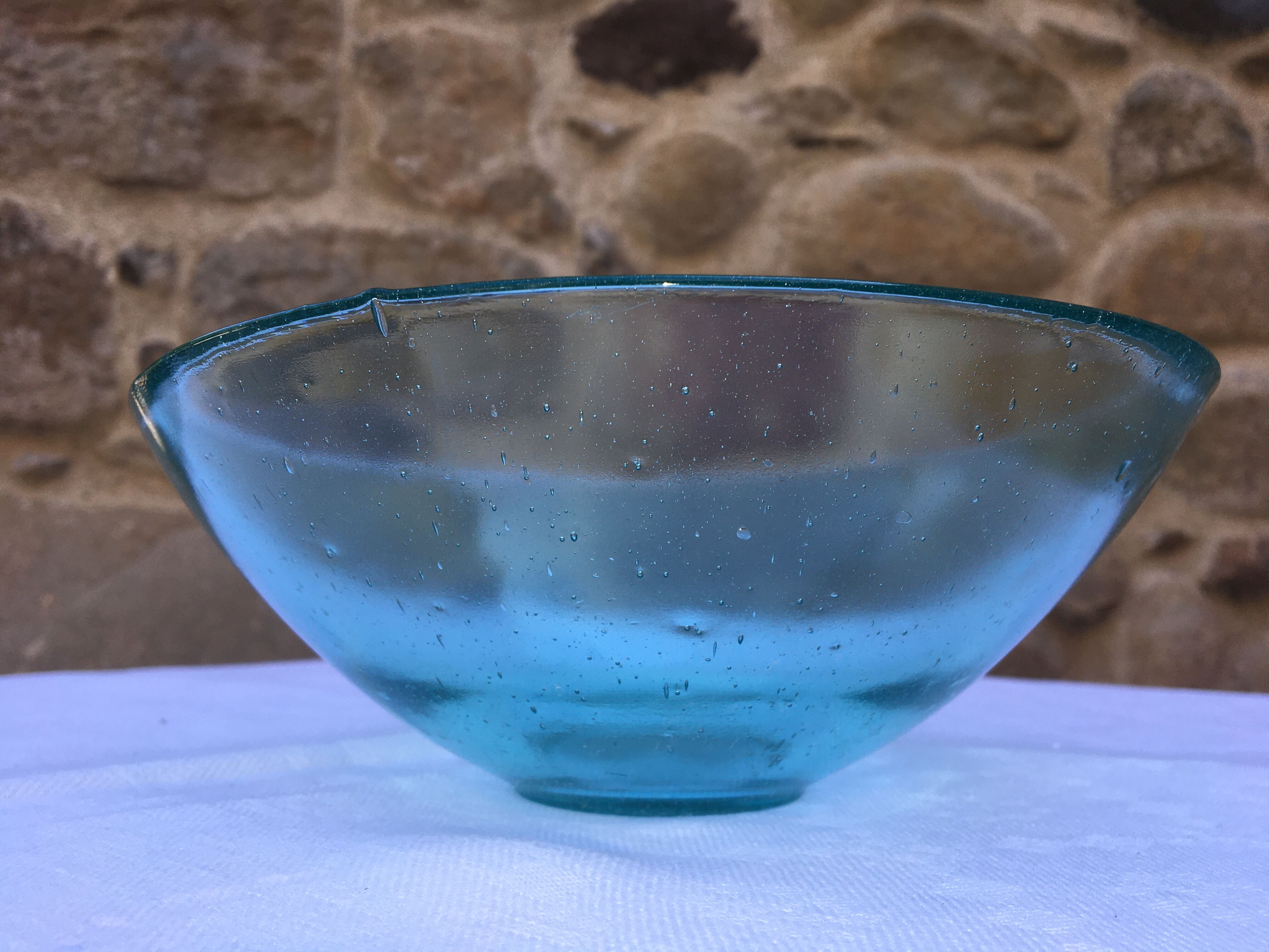 Antique bubbled blown glass salad bowl
