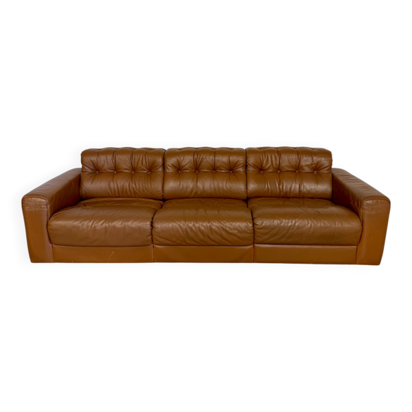 Ancien canapé en cuir camel 3 places design De Sede DS-40 vintage an70