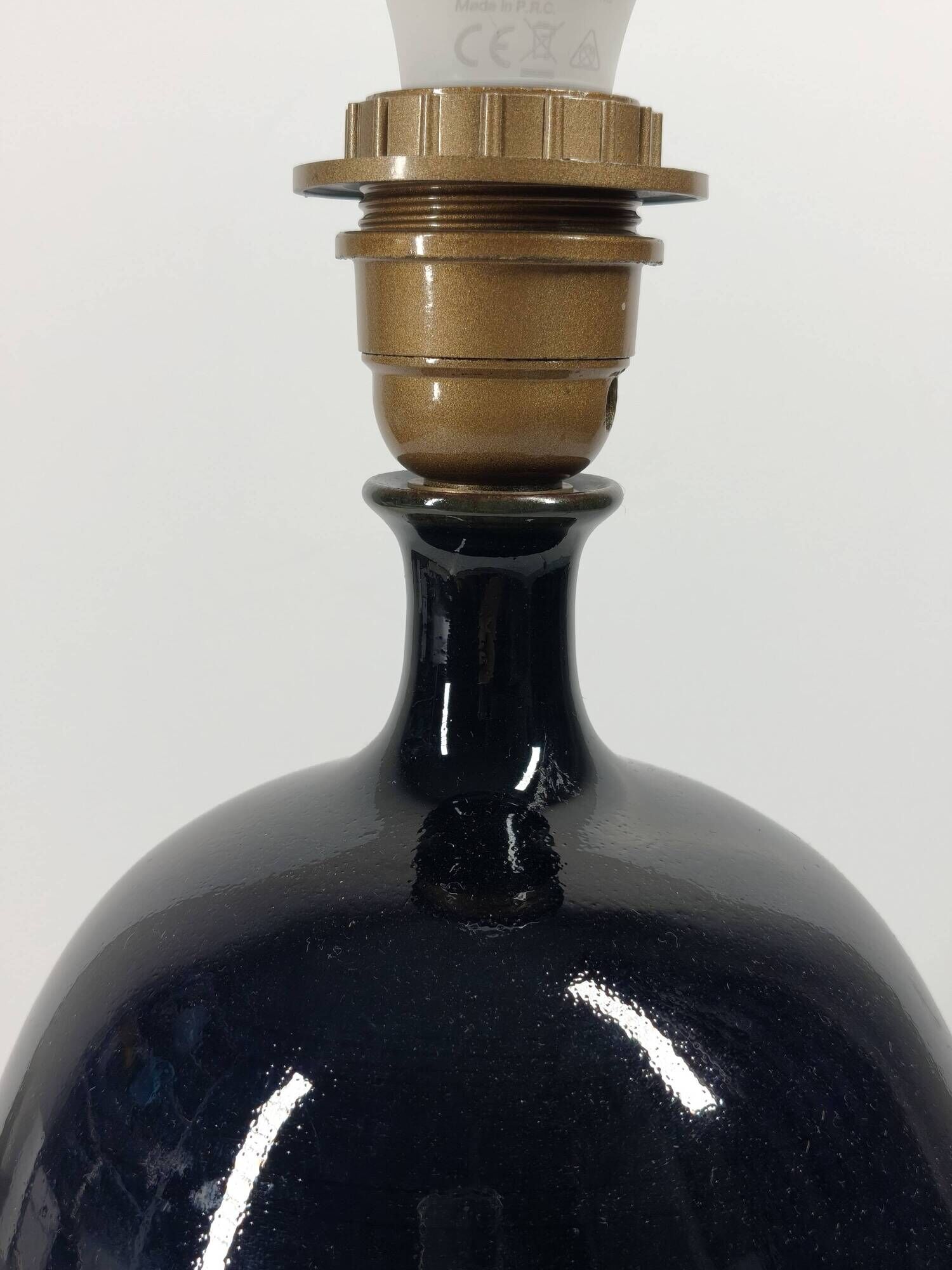 Deep black ceramic ball lamp base