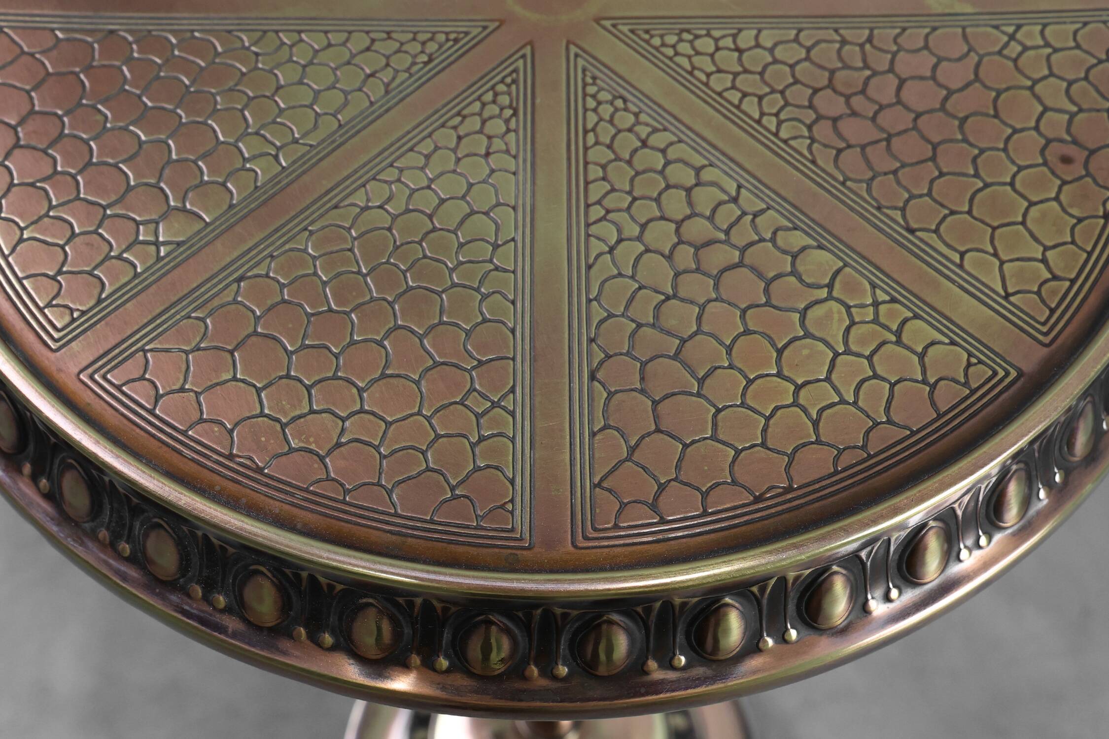 Art Deco Side Table by Daalderop in Red and Yellow Copper, The Netherlands