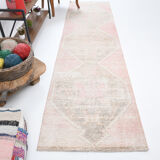 3x11 dusty beige & brown vintage runner rug