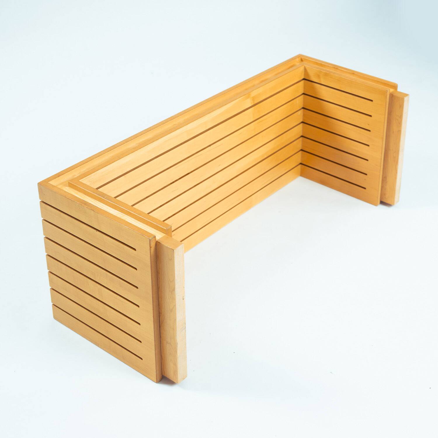 Ruudjan Kokke Dutch design slat bench sidetable, 1980s