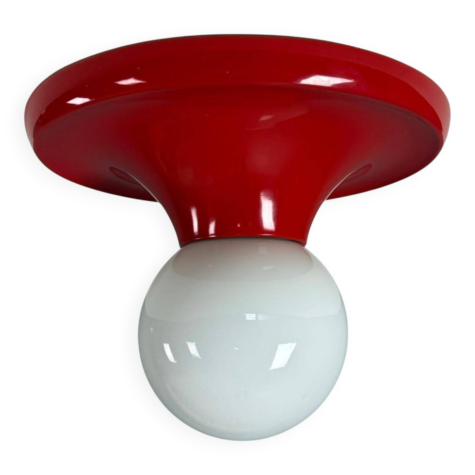 Castiglioni red metal "Light Ball" wall or ceiling lamp for Flos, Italy 1970s