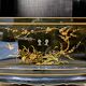 Vintage Chinese cabinet with gold leaf, flowers and peacock/ bohemian