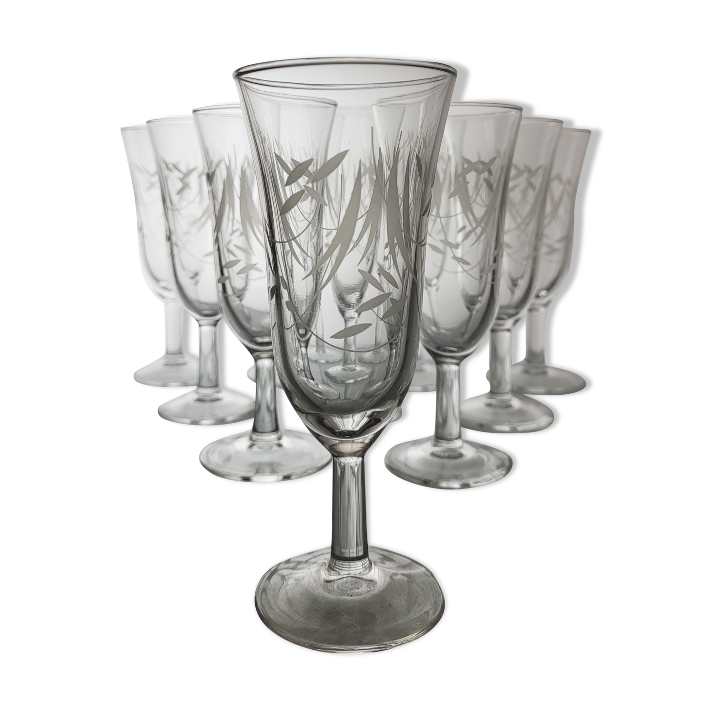 Set of 10 champagne flutes 60s
