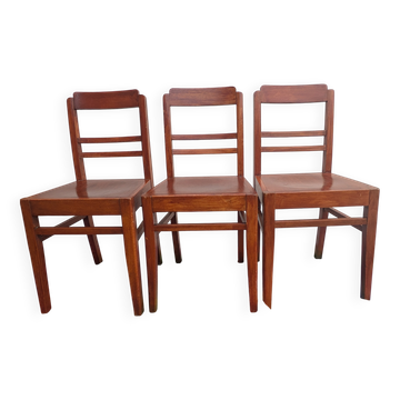 Set of 3 antique chairs stamped PTT