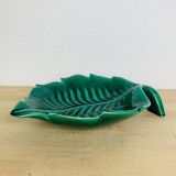 Ceramic cup signed CAB, green leaf, 1950s, slip