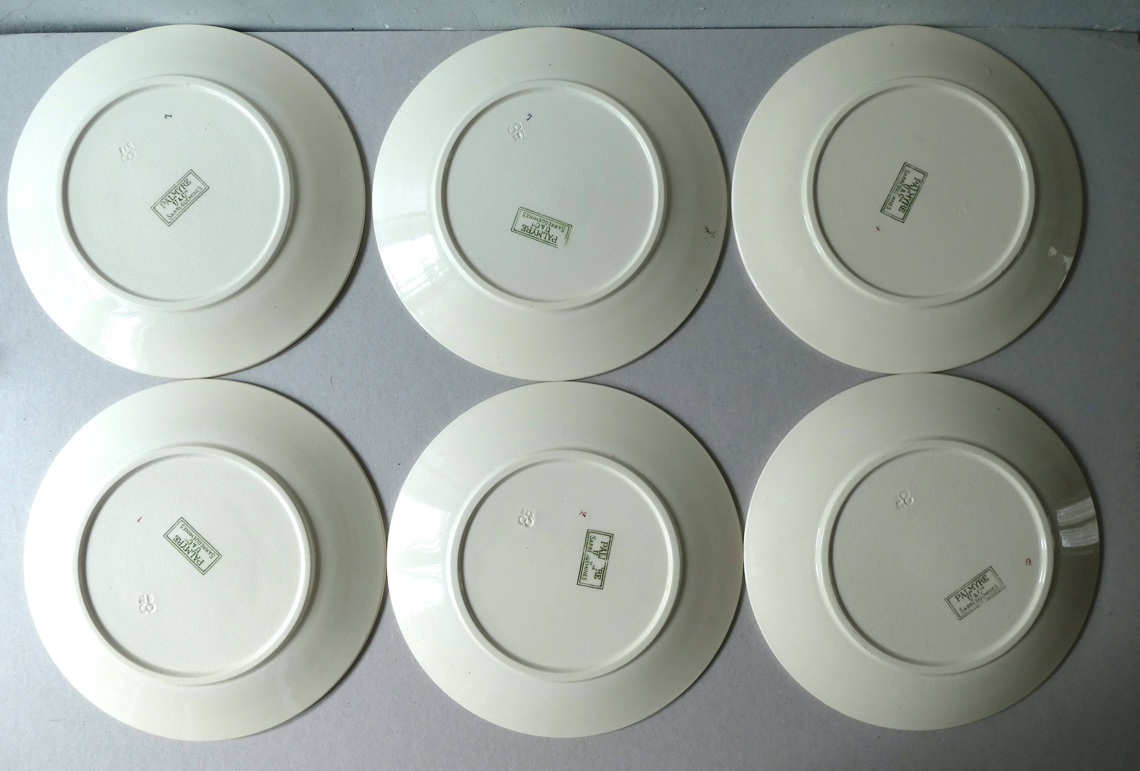 Set of 6 flat plates Sarreguemines