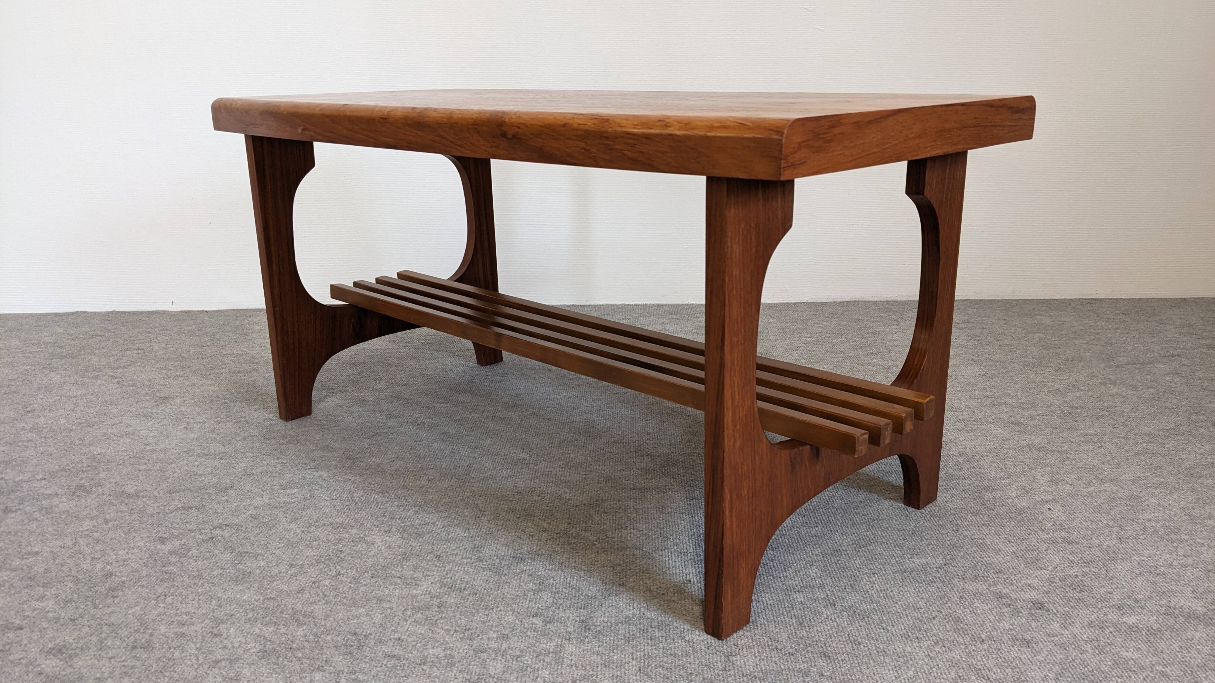 Scandinavian teak coffee table with magazine rack, Sweden circa 1960.