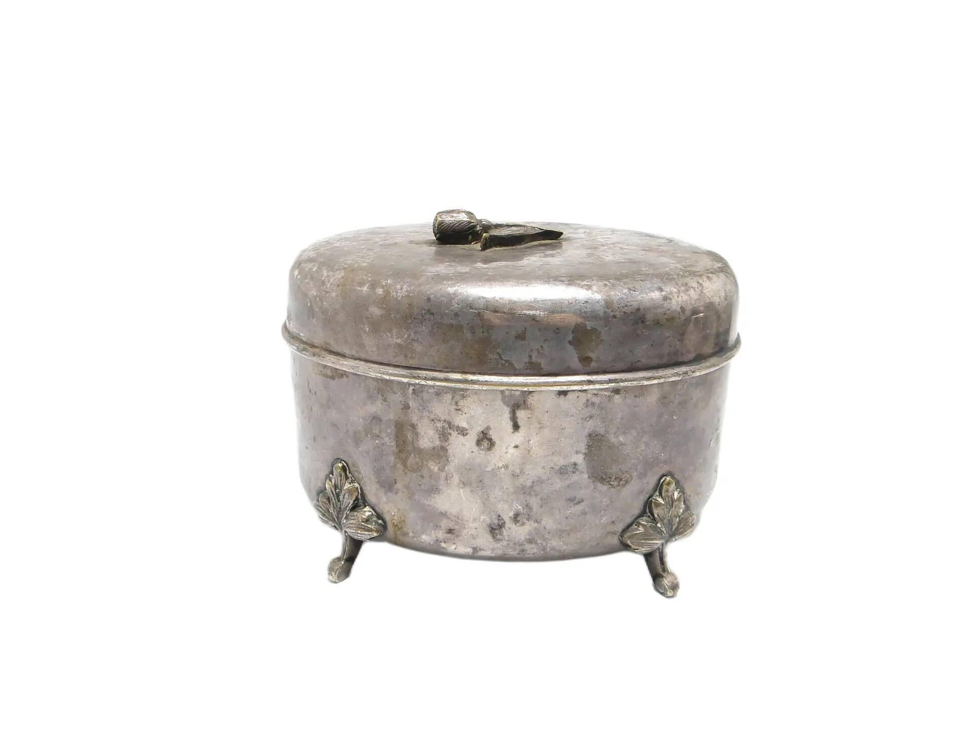Art Deco sugar bowl, silver-plated brass, Fraget, Poland, 1920s.