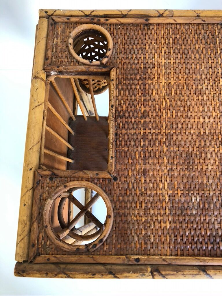 Children's rattan desk with matching chair