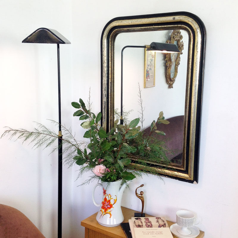 Miroir Louis-Philippe noir et doré - 73 X 52 cm