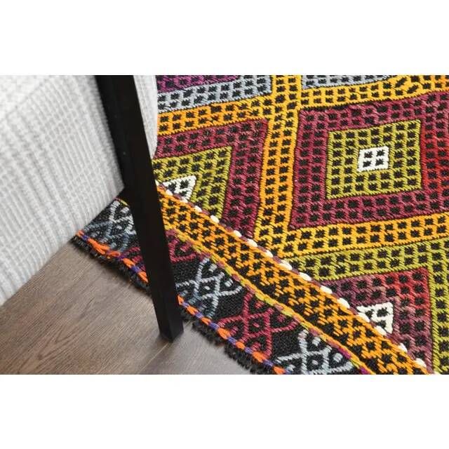 1970s Vintage Turkish Oushak Handmade Wool Cotton Orange Area Rug 160x263