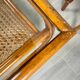 Vintage rattan & glass coffee table – 86 cm – authentic charm