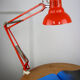 Lampe orange réglable par luxo, 1970s