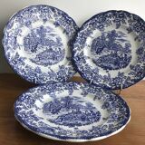 3 Luneville Flat Plates Toile De Jouy Style Picnic Decor