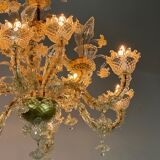 Venetian chandelier rezzonico in gilded Murano glass circa 1920