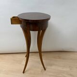 Oval Biedermeier Side Table with Drawer in Walnut Veneer, South Germany, 1820