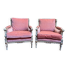 Paire de fauteuils - bergères de style Louis XVI