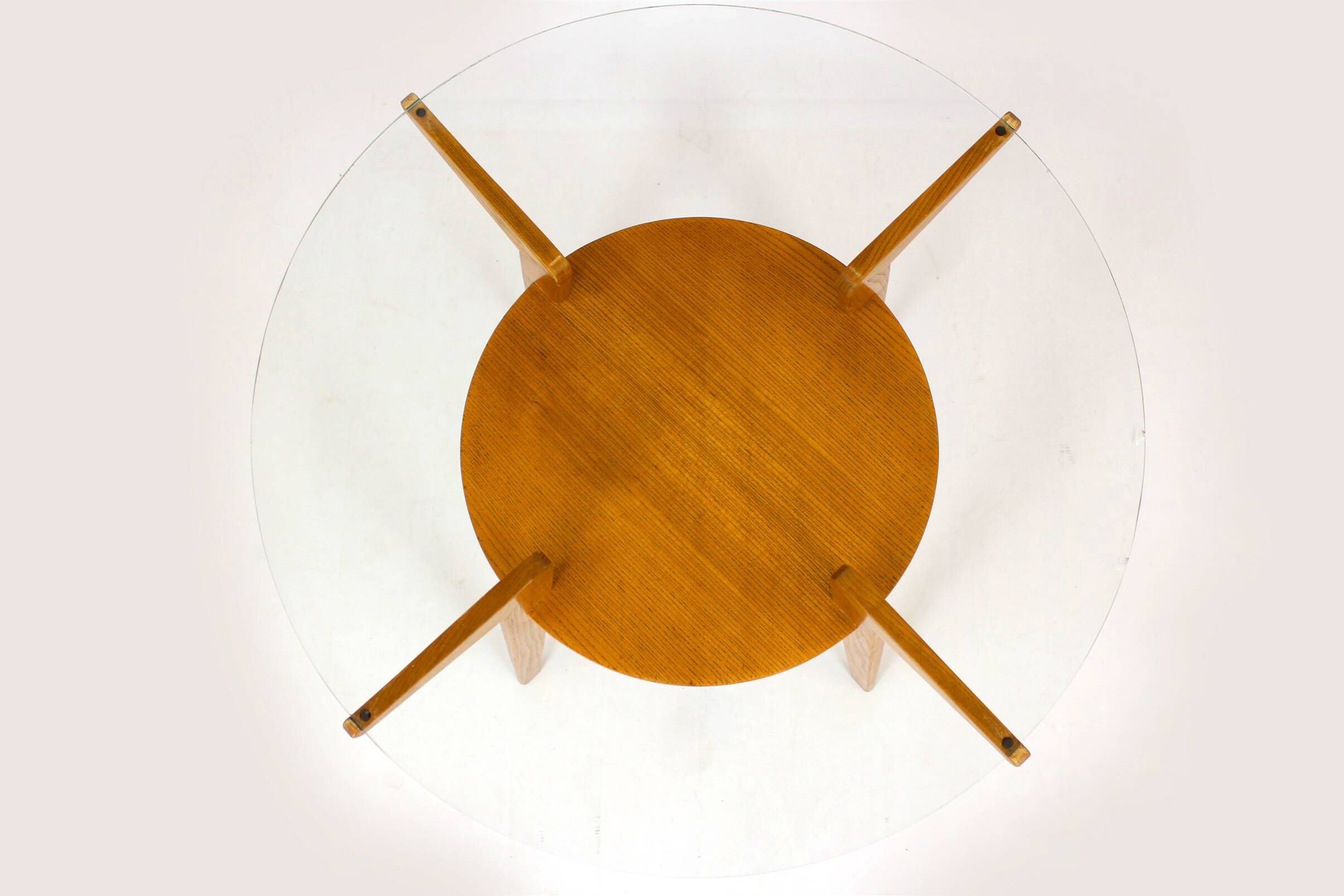 Mid-century round glass top coffee table from jitona, 1960s