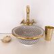 Moroccan ceramic Sink 100% handcrafted with Gold Brass