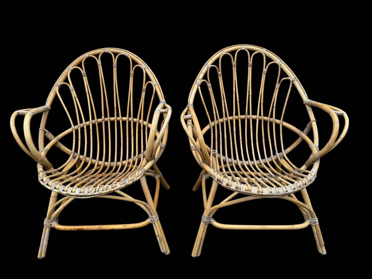 Pair of rattan armchairs from the 60s
