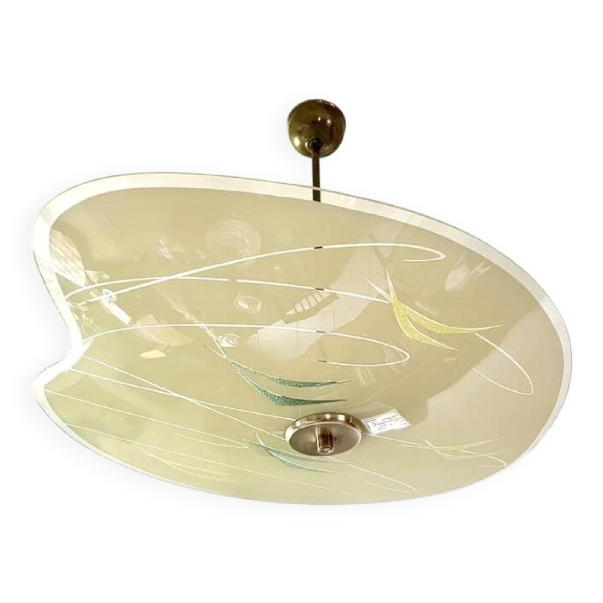 Pale yellow asymmetrical suspension cup 1960