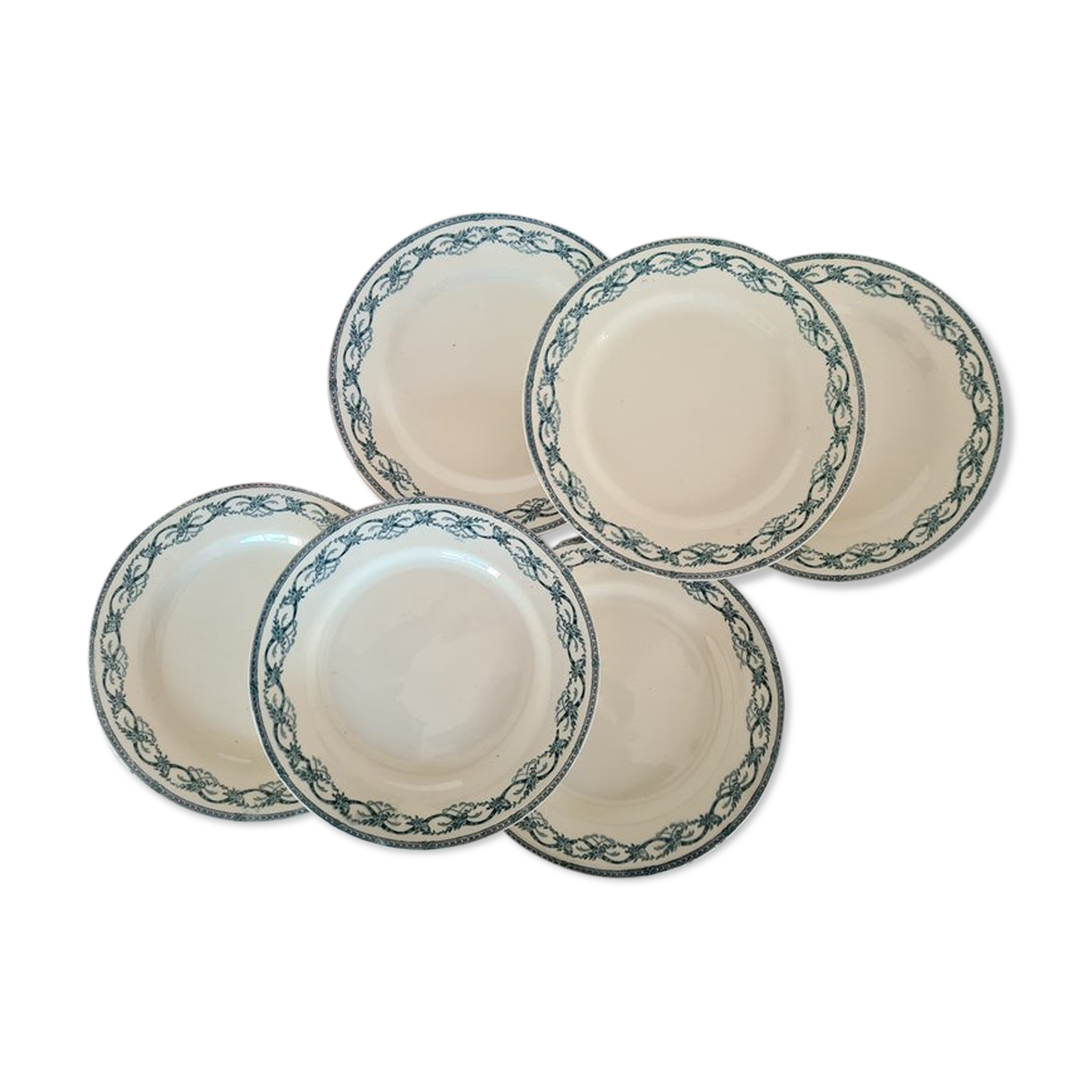Old flat plates in "Recamier" model iron earth from the French salin factory