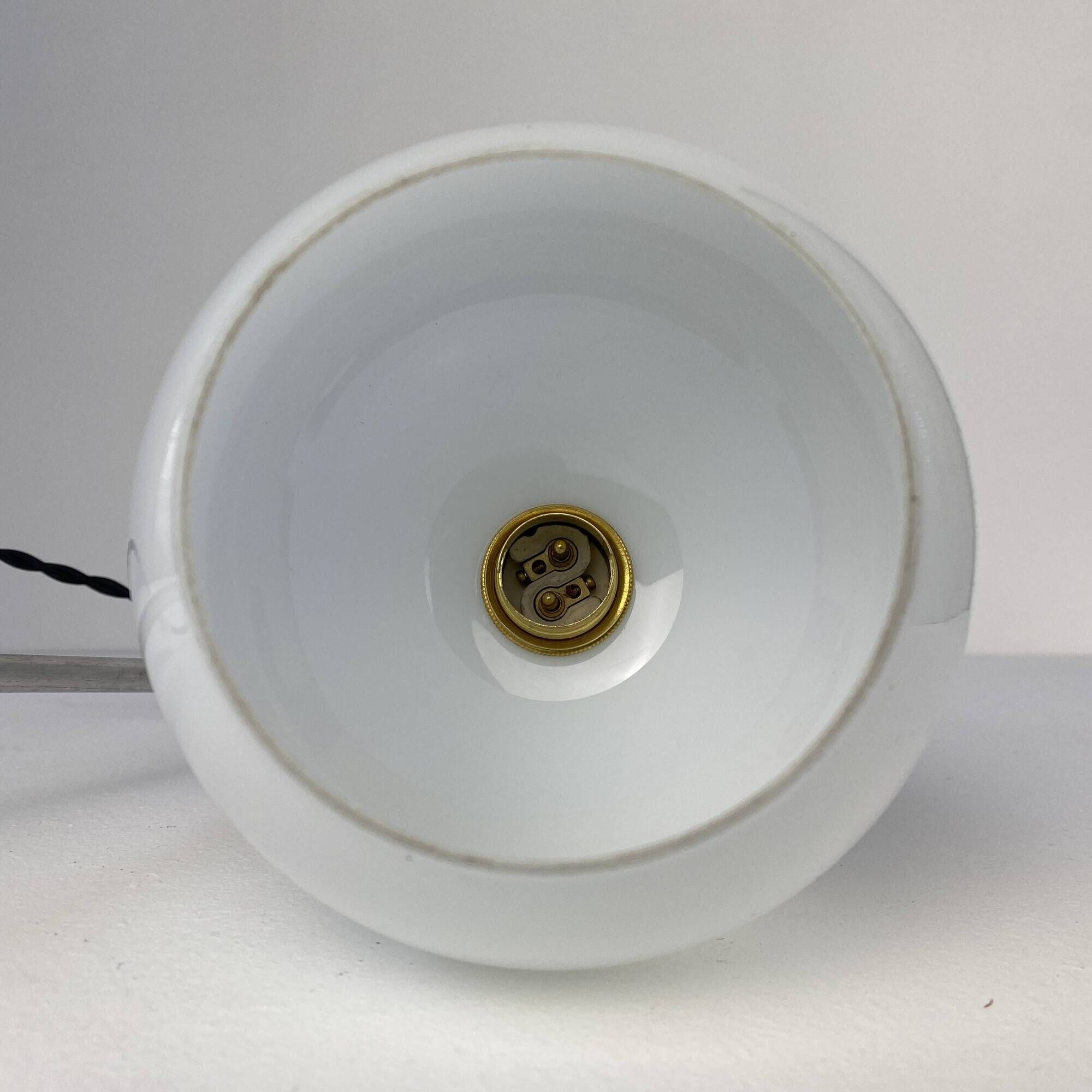 Vintage up and down lamp in opaline, brass and metal