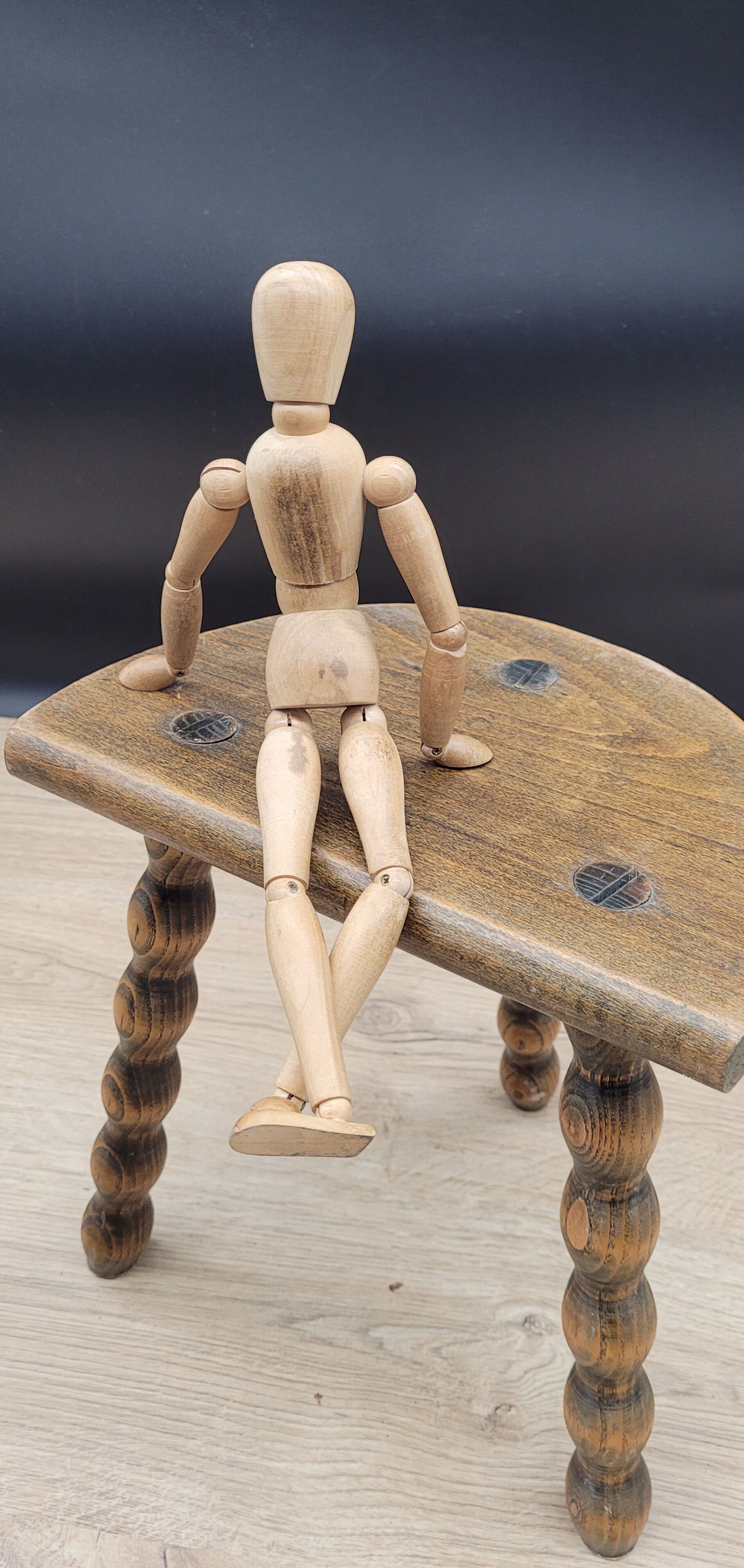 Stool tripod feet balls patina