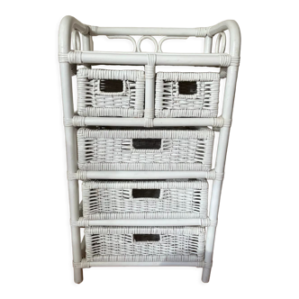 White rattan chest of drawers