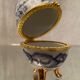 Porcelain egg box with Japan decoration gilded metal frame