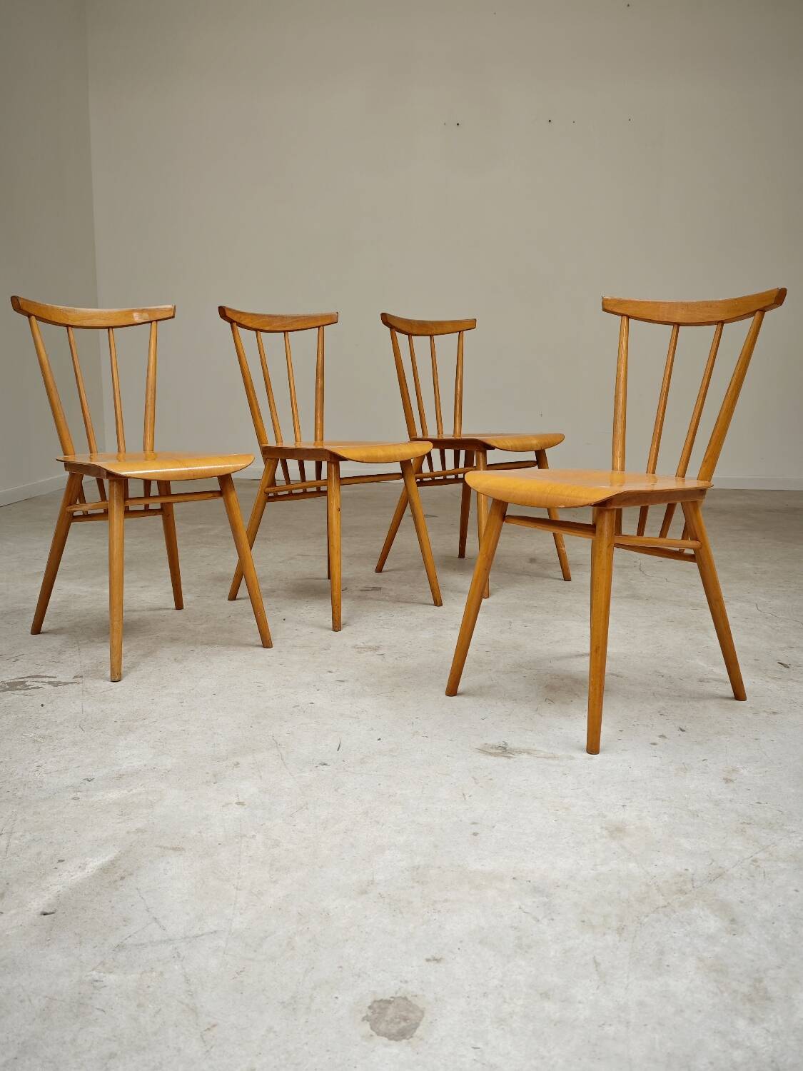 Set of 4 wooden dining chairs by Tatra Nabytok 1960