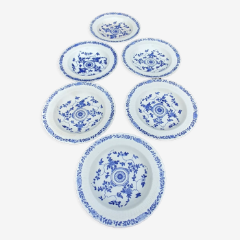 Set of six hollow plates of the Minton faience factory Gower model late XIX / early XXth