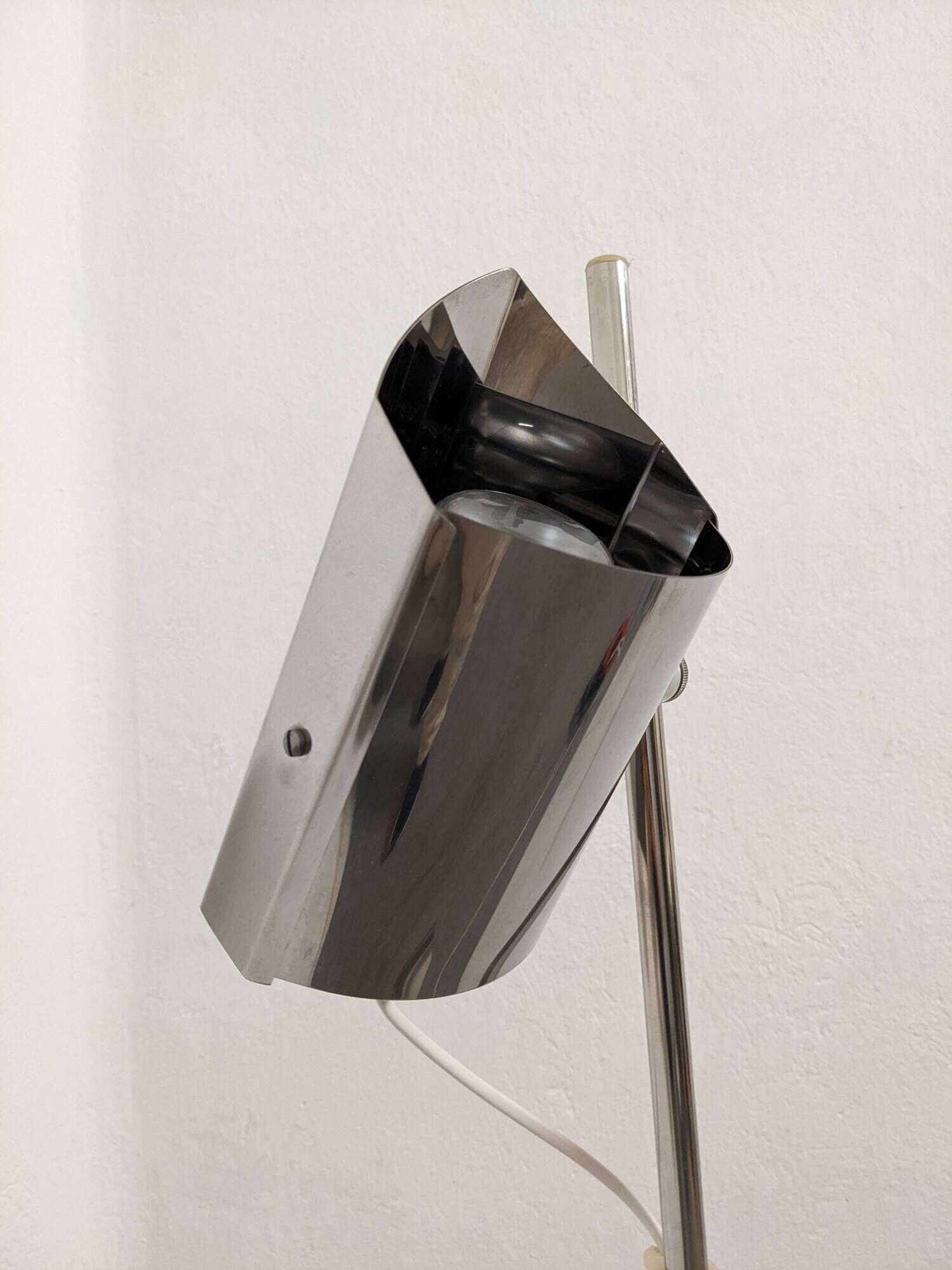 Space Age floor lamp with 2 chrome metal spotlights from the 60s/70s
