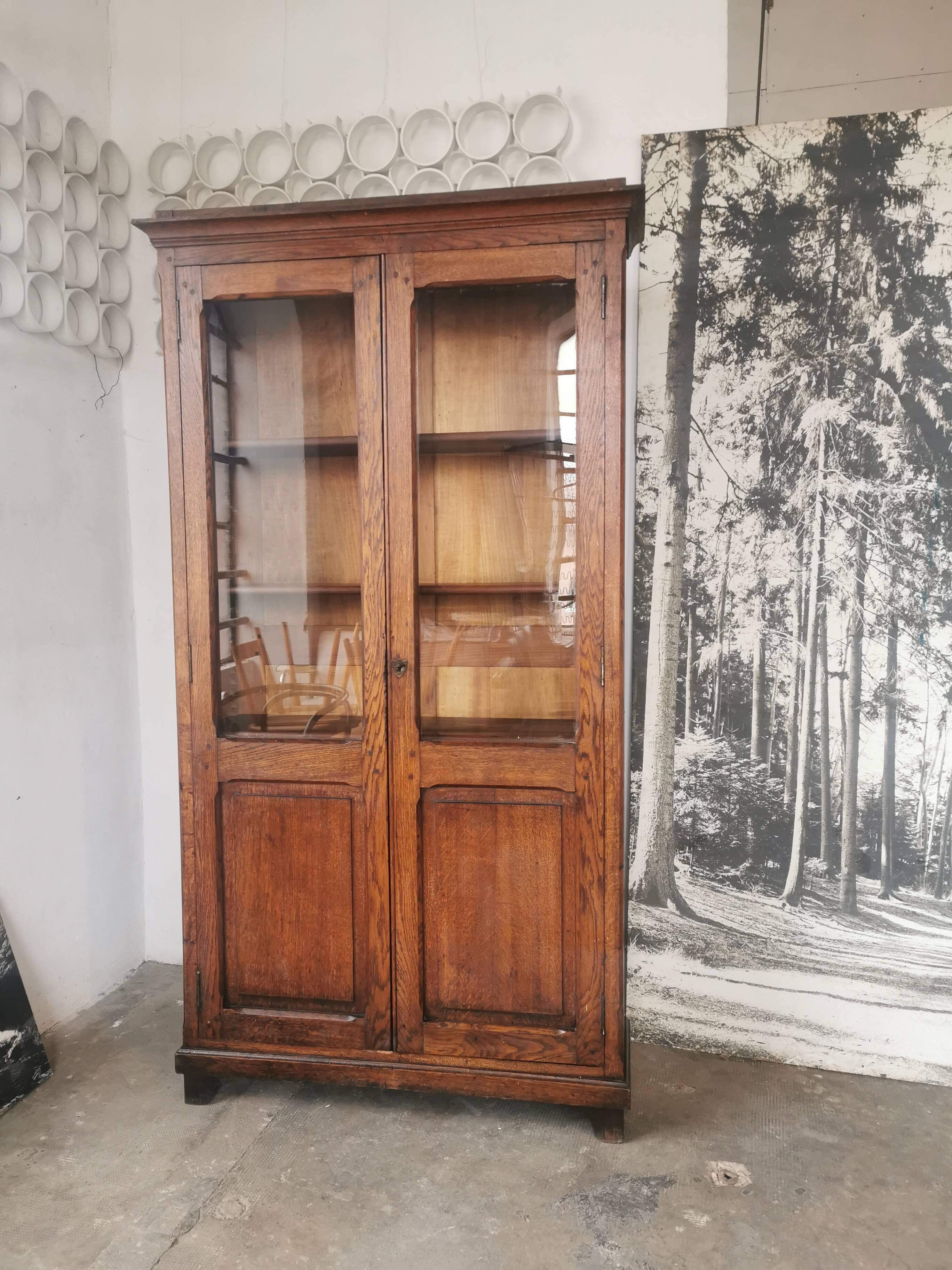 Display cabinet, oak bookcase from the 20s