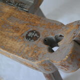 Brutalist wooden chair tripod XXth