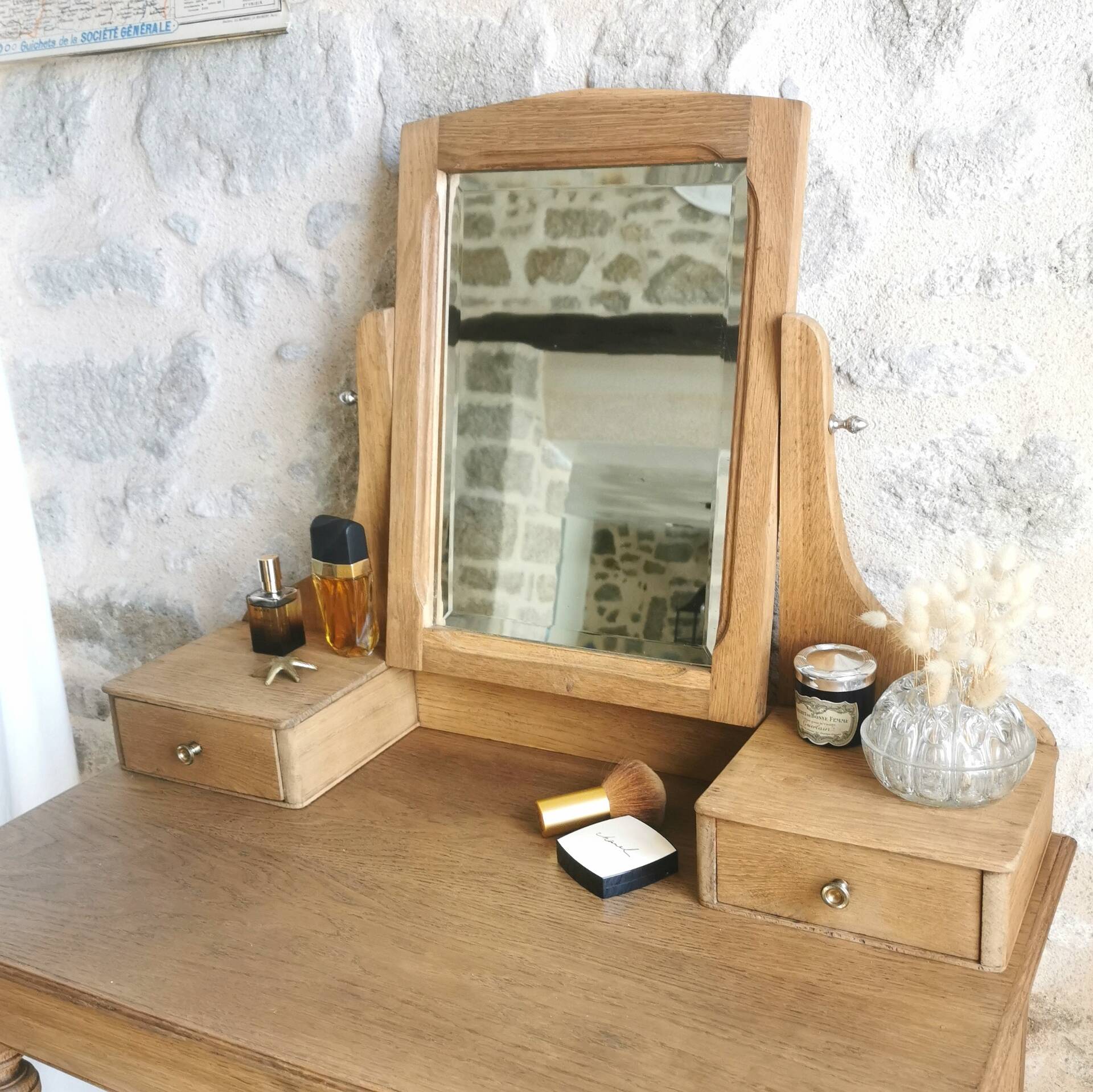 Coiffeuse Vintage en bois, entièrement restaurée