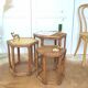 3 tables basses gigognes vintage en rotin forme hexagonale