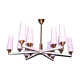 White and brass modernist chandelier, italy 1950's