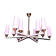 White and brass modernist chandelier, italy 1950's