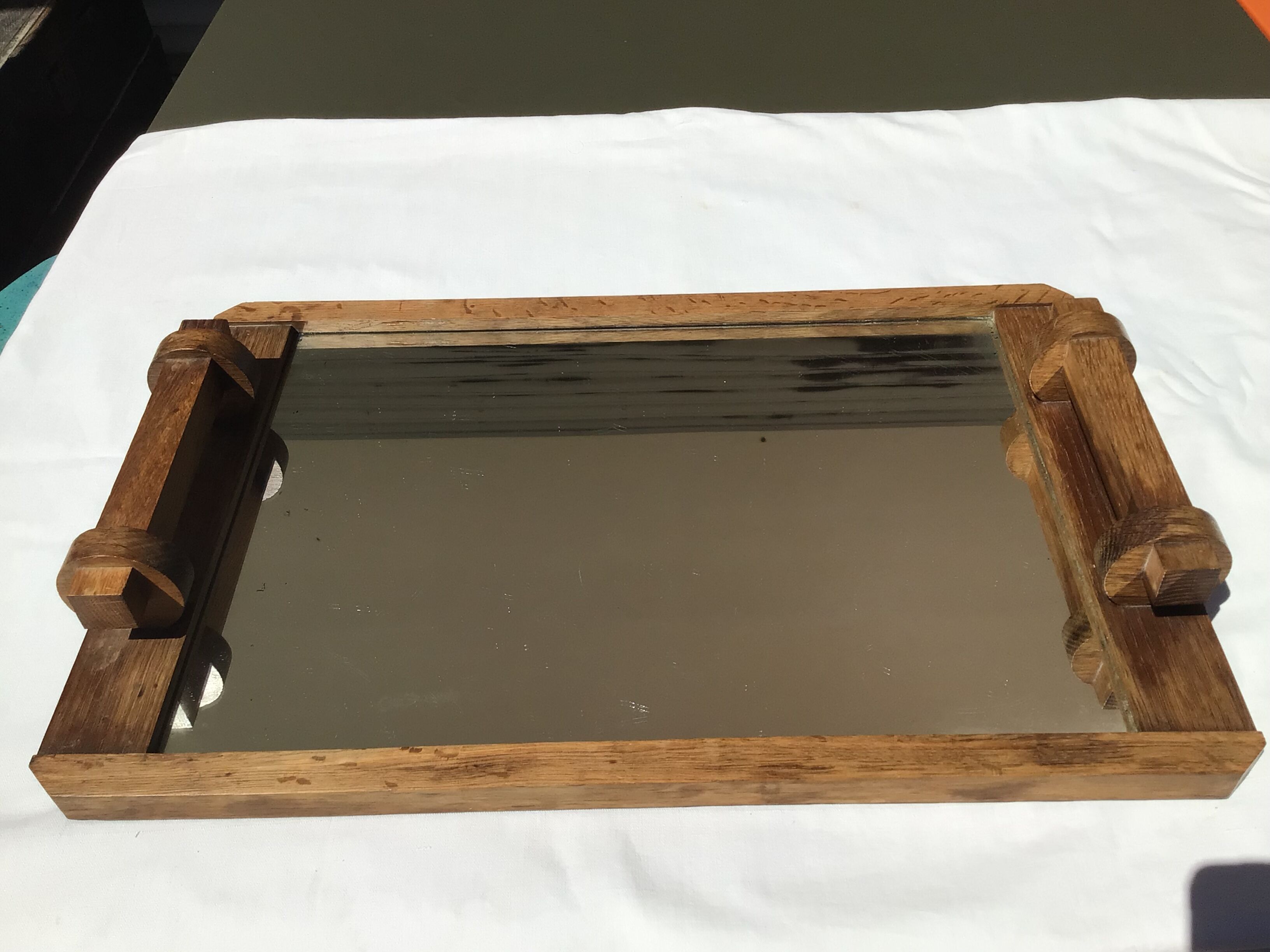 Art deco mirror tray solid wood
