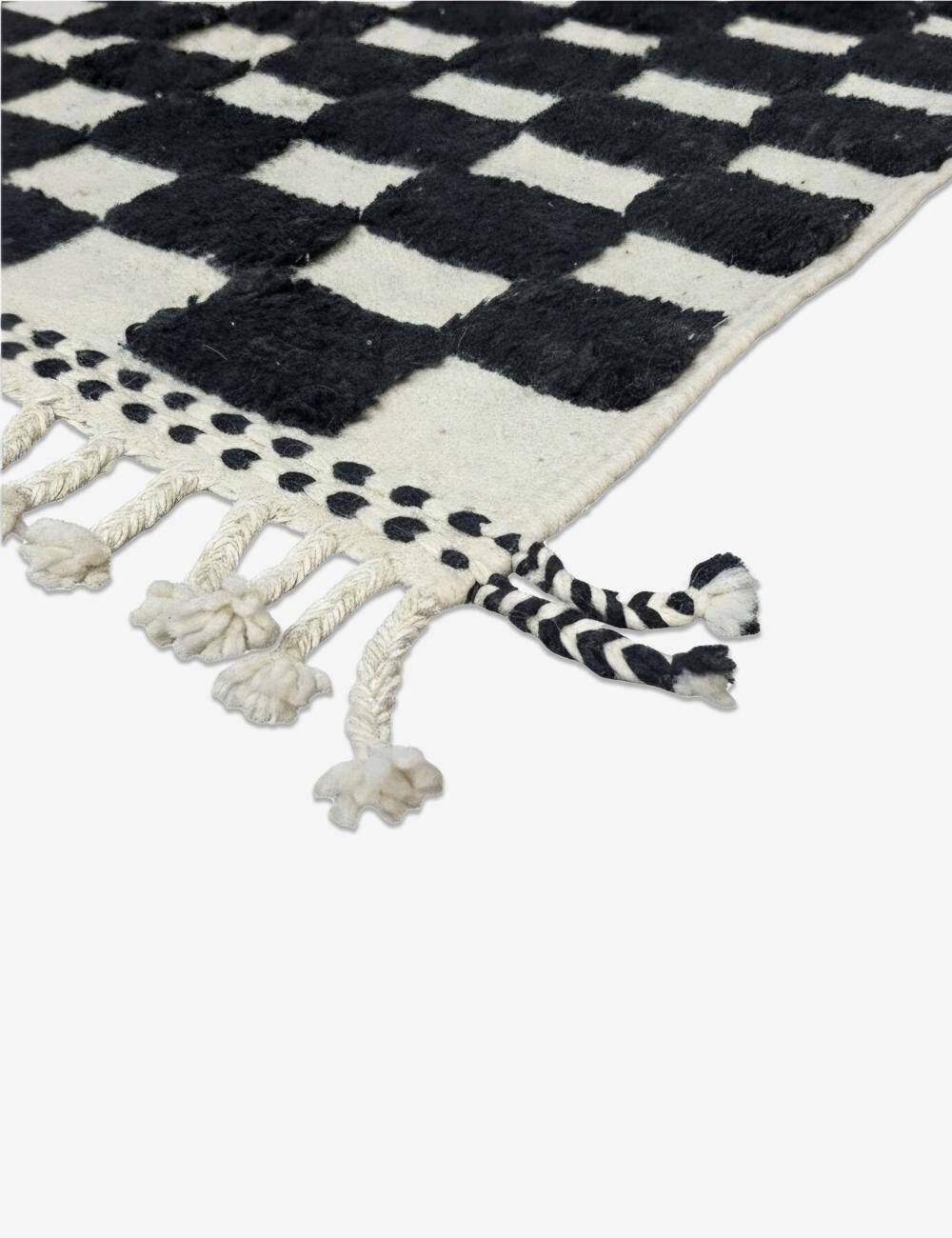 Tapis à damier noir et blanc - 149 x 112 cm