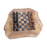 Jeux d'échecs rustique en bois d'olivier naturel